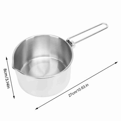 Campingkastrull 304 Rostfritt stål Bärbar Campingkittel med Fällbart Handtag för Picknick Vandring 1L