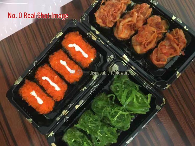 Sushi Box Set: No. 0 Disposable Plastic High Lid Tray for Japanese Takeaway - Available in 2, 3, or 4-piece Gunkan, 50 Sets