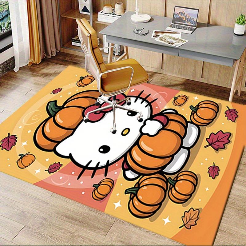 Office Rug Hello Kitty, Pumpkin Anti-Slip Rug, Machine Washable for Living Room, Bedroom, Office, Multiple Sizes, Bedroom Mat, Decorative Mat, Durable