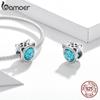 BAMOER Cute Cat Gem Bead 925 Sterling Silver Prívesok so vzorom kryštálovej hviezdy pre originálny náramok na náramok pre domácich majstrov
