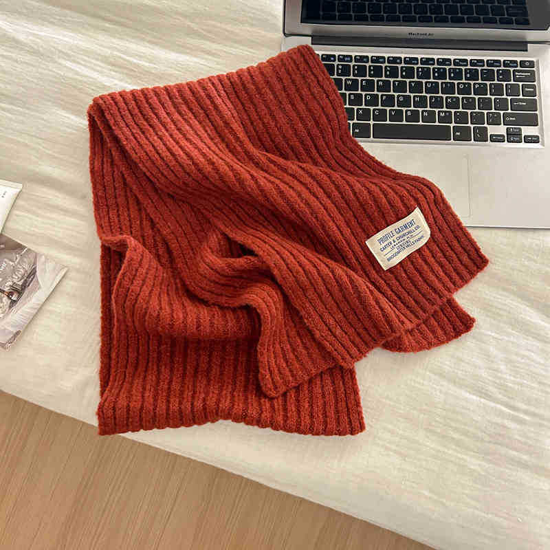 Woolen Knitted Brown Color Scarf Women'S Season Thickened Couple Warm Student Solid Color Men'S Scarf