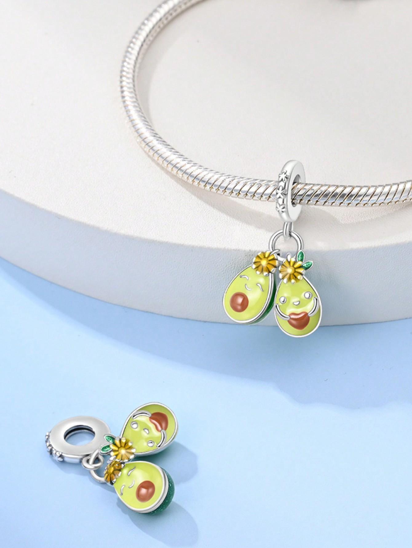 Посеребренные Оригинальные Шармы Бусины-Авокадо Подходят для Браслета Женские Украшения Подарок