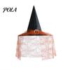 Lightweight Fabric Witch Hat Steeple Halloween Hat, with Lace Edge, Pointed Breathable Headwear, for Cosplay Party Costume Performance