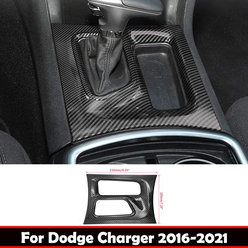 For Dodge Charger 2016- ABS Carbon Fiber Central Control Gear Shift BOX Panel Decorative Trim Sticker Interior Accessories