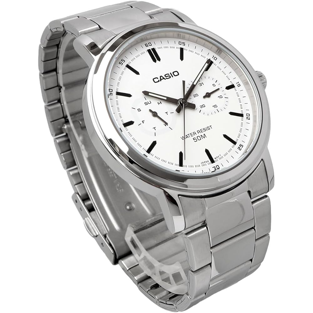 Casio Standard Quartz Men's Watch MTP-E335D-7EV Multi-Calendar Silver White Overseas Model
