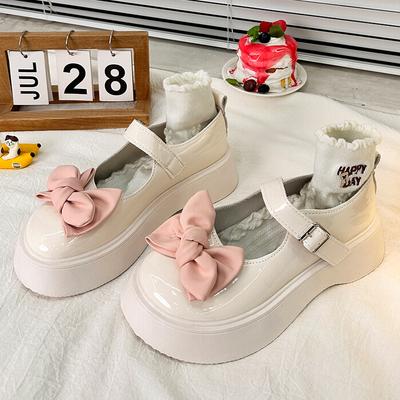 JK Small Leather Shoes Women's Autumn Platform Muffin Bow New Round Head Japanese Lolita Mary Jane Shoes