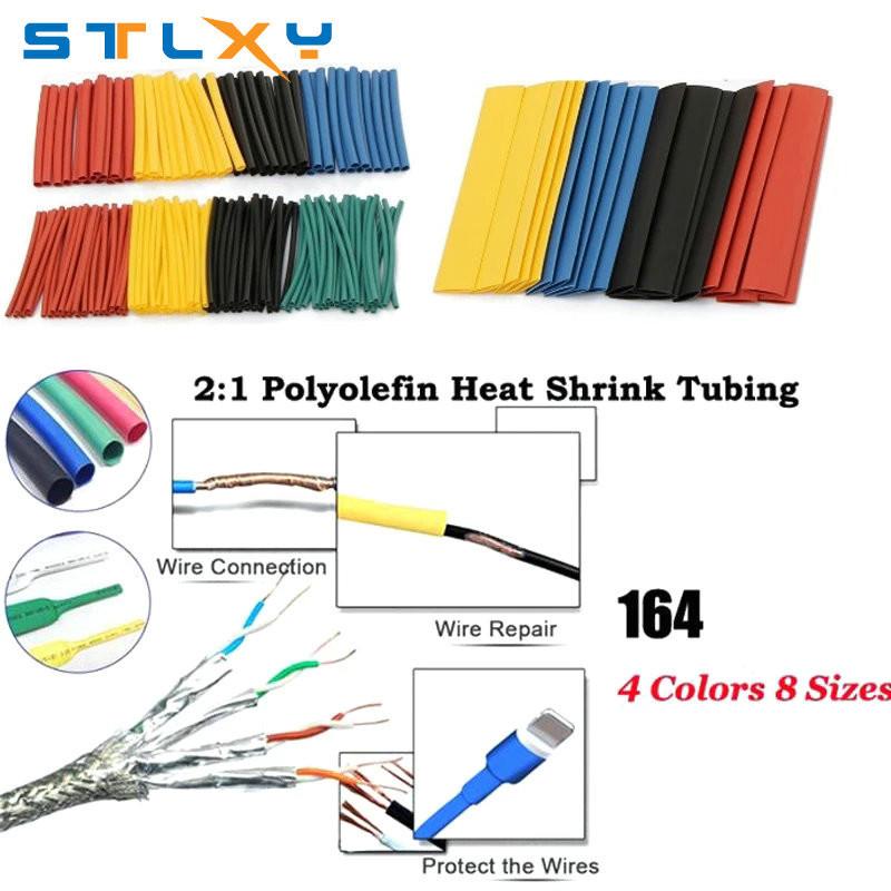 164PCS Set Heat Shrink Tubing Kit Flame Retardant Insulation Sleeving Electrical Tape for Wire Cable Repair
