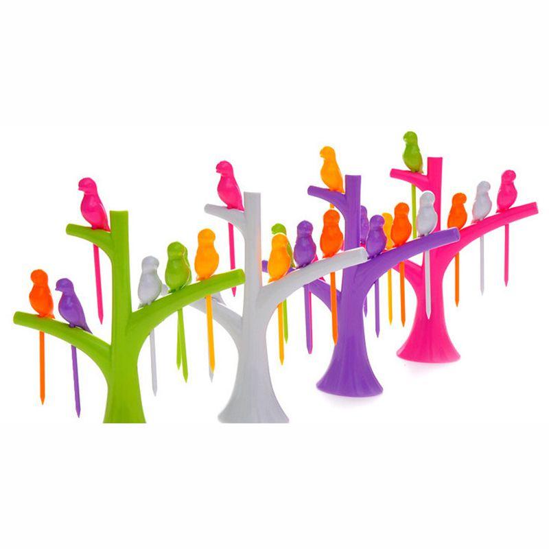 Adorably Designed Treetop Bird Fruit Fork With Vibrant Colors And Practical Use