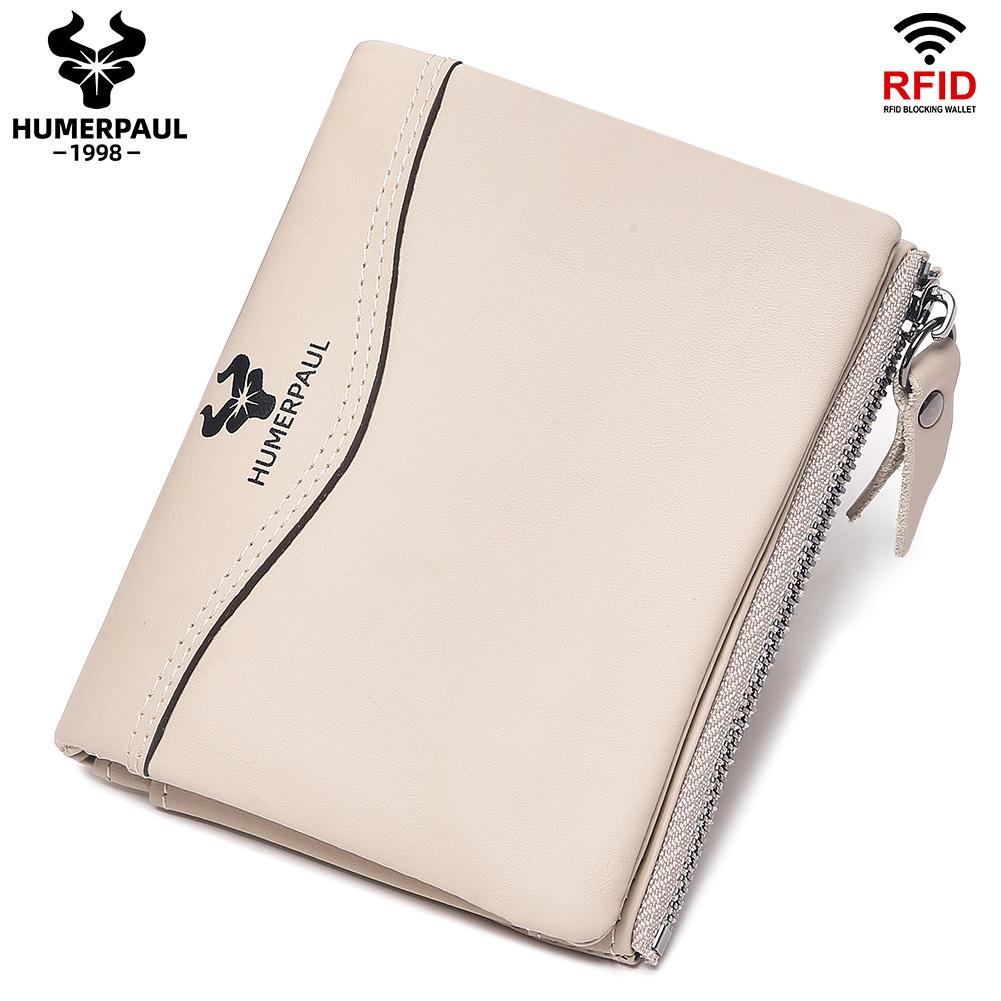 Humerpaul Neue RFID Männer Brieftasche Blockieren Schutz Anti-Diebstahl Scan Männlichen Leder Biflod Kurze Brieftasche Zipper Münzfach Beutel Casual geld Tasche