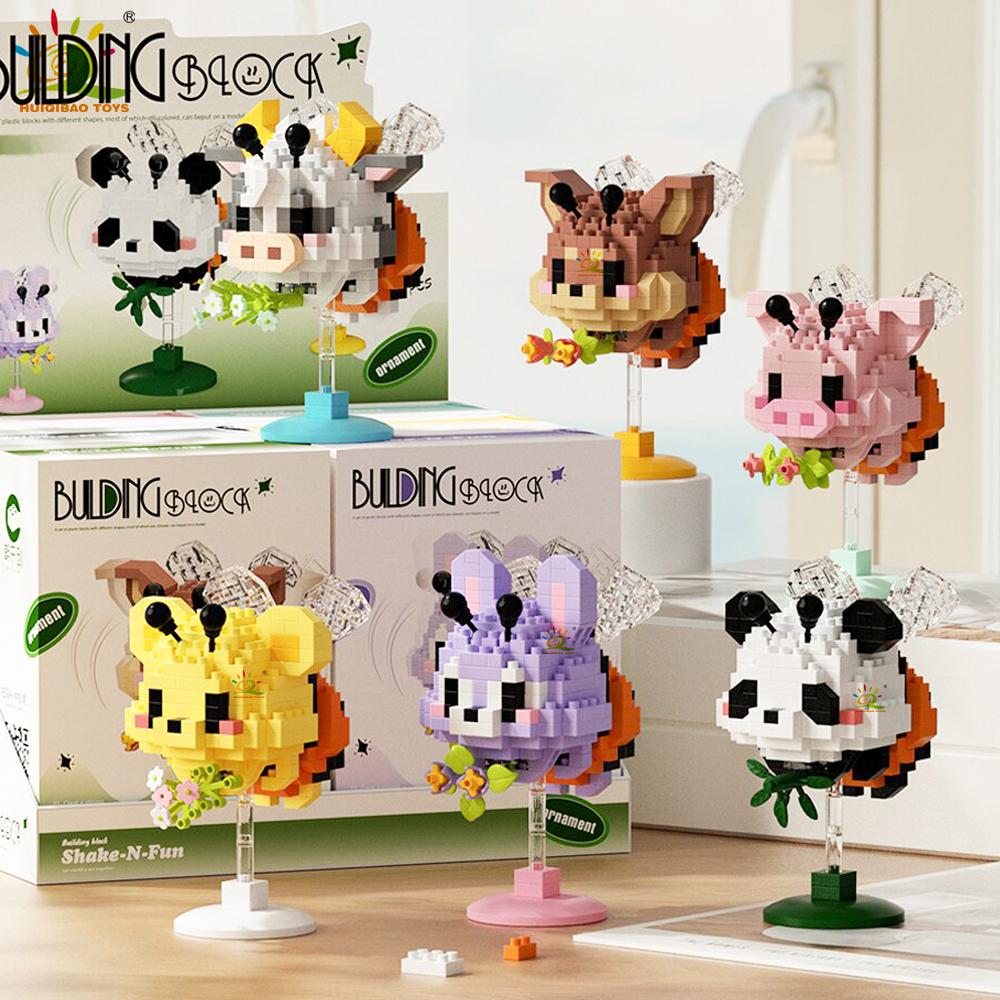 Moc Cute Animal Model Micro Building Block Panda Rabbit Bee Mini Diamond Model Brick Toy For Children Desk Decor.