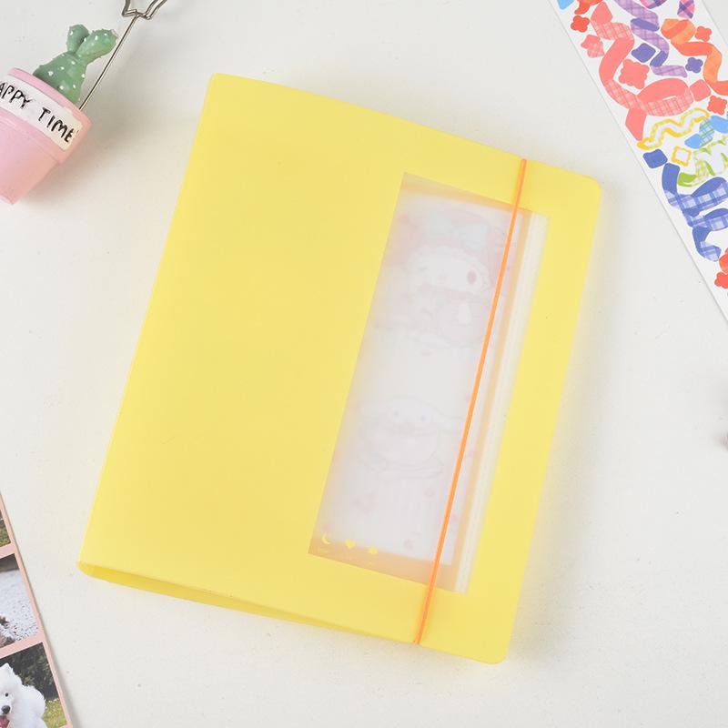 Pure Jelly Color 4 Bursts 80 Grids Bookmark Sticker Collect 2x6 Photo Album Photo Booth Frame Album with Elastic String жёлтый