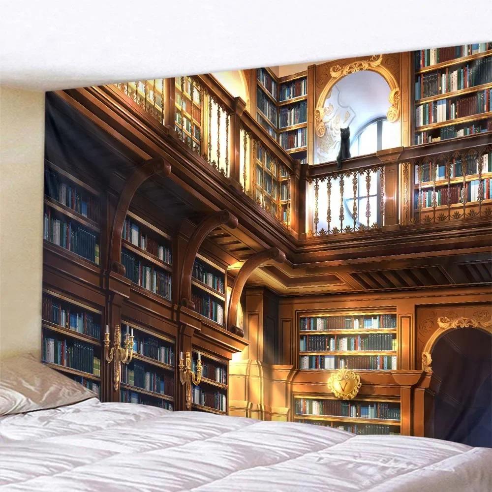

Винтажный узор книжной полки, декоративный гобелен, декор для дома, стены, офиса, гостиной, гобелен 230x180cm