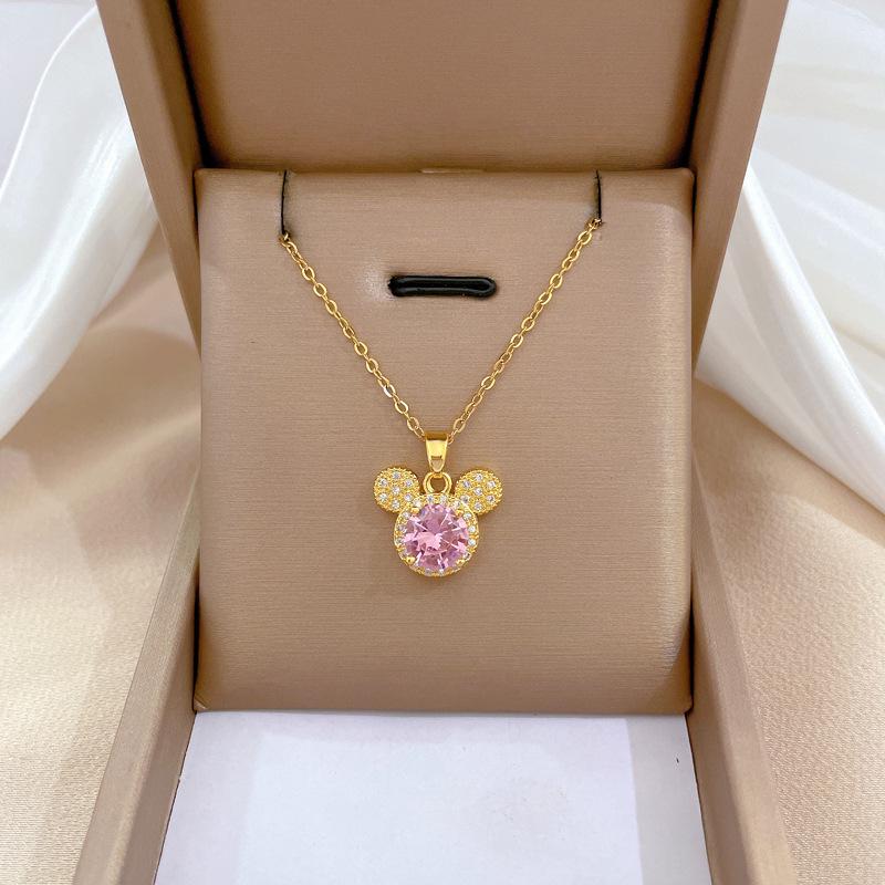 Titanium Steel Luxury Diamond Gold Micro-Inlaid Necklace for Women - Trendy Clavicle Chain