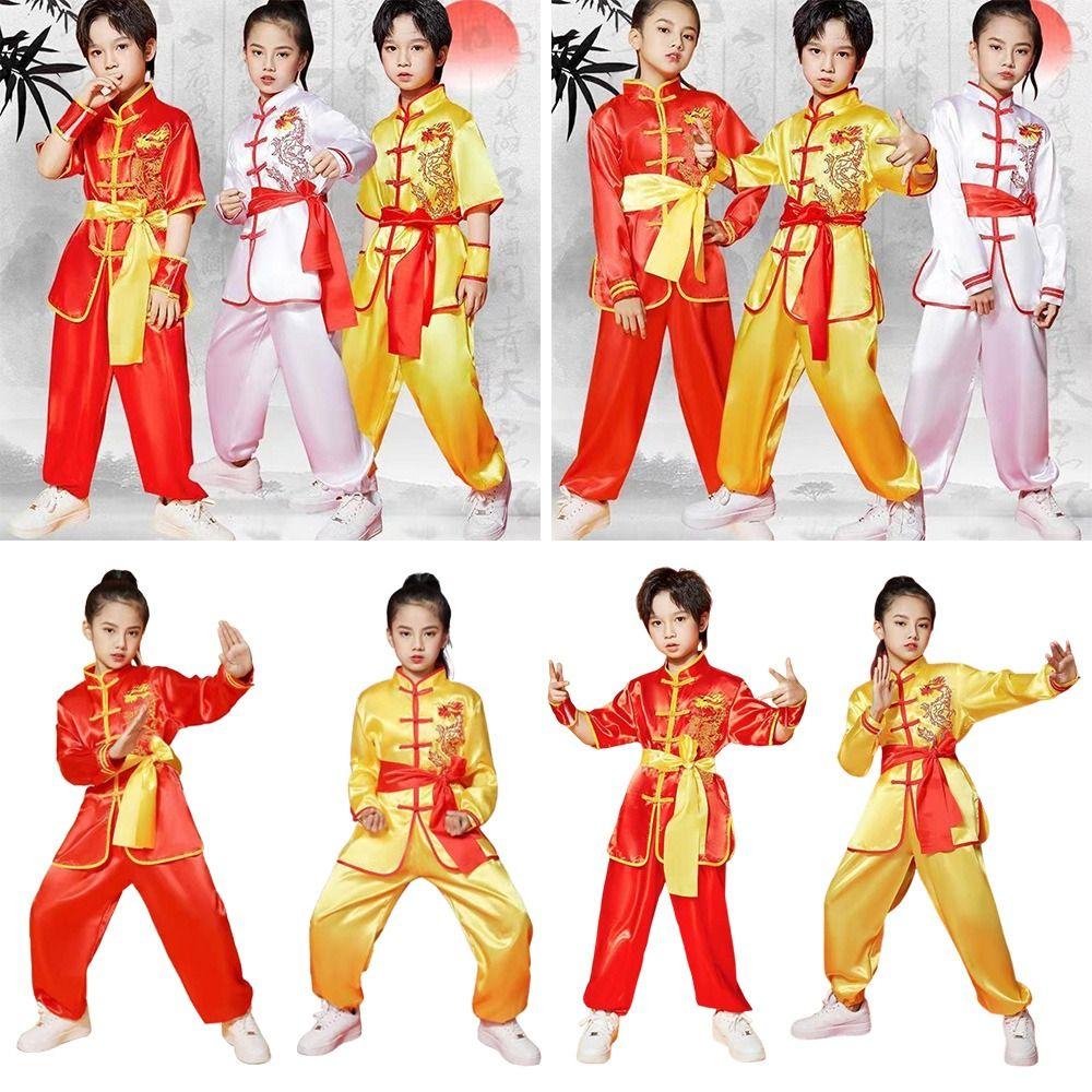 Long Sleeves Wushu Costume Chinese Traditional Martial Art Uniform Tai Chi Uniform  Kids Boys Girls
