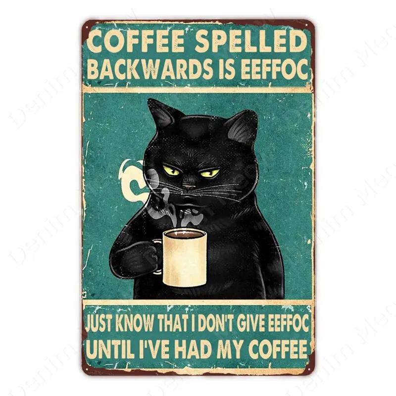 Black Cat Vintage Tin Signs, Funny Metal Art Poster, Wall Decor, Home, Bar, Pub, Cafe, Farm, Bathroom, I Hate Everyone