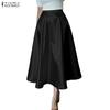 ZANZEA Women Elegant Casual Solid Color Satin A-line Skirts