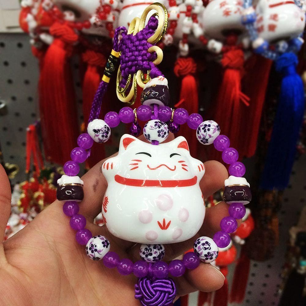 Fortune Cat Lucky Cat Car Interior Lucky Cat Car Pendants Cat Hanging Pendant Ceramic Cat Ornament
