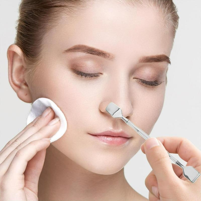 2 Pezzi Strumento Rimuovi Punti Neri, Raschietto Viso in Acciaio Inossidabile per Rimozione Comedoni Acne, Delicata Cura della Pelle per Tutti i Tipi di Pelle