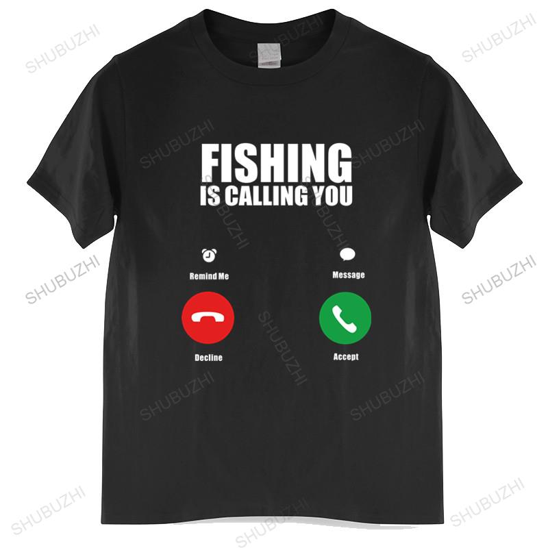 Tshirt Men Cotton Tops Fishing Is Calling You Tshirt Men Fish Gofishing Fisher Fishermen Black Men T Shirt Euro Size