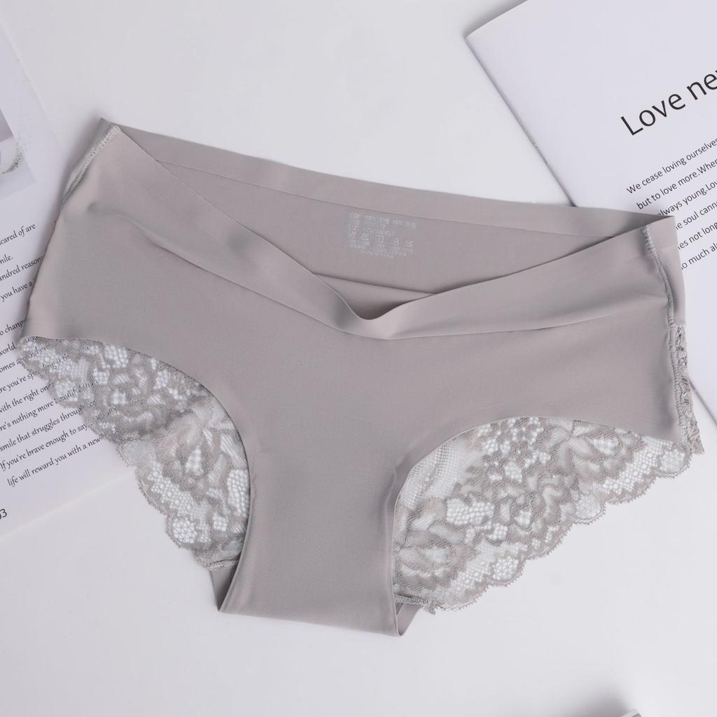 Women Ice Silk Seamless Low Waist Lace Sexy Breathable Ladies Panties
