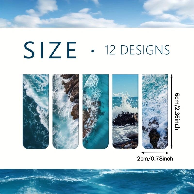 12 Pcs Style Magnetic Bookmarks with Various Patterns Magnetic Reading Bookmarks  Page Clipping Marker