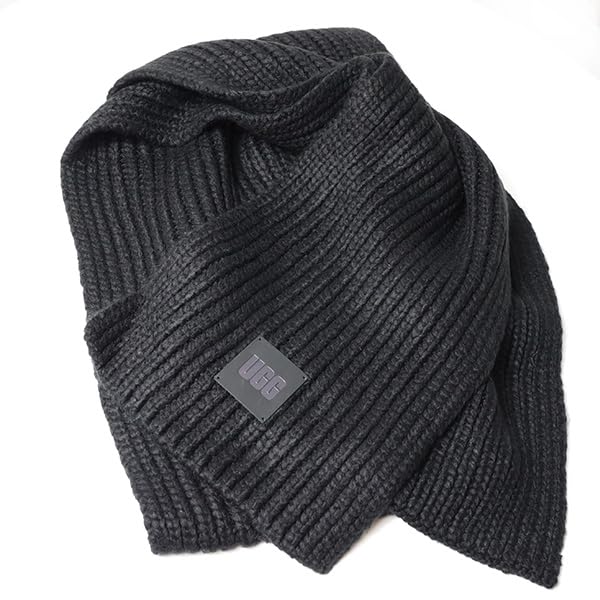 UGG W CHUNKY RIB KNIT SCARF Women's Chunky Rib Knit Scarf, Size 20166 (Black) [Parallel Import]