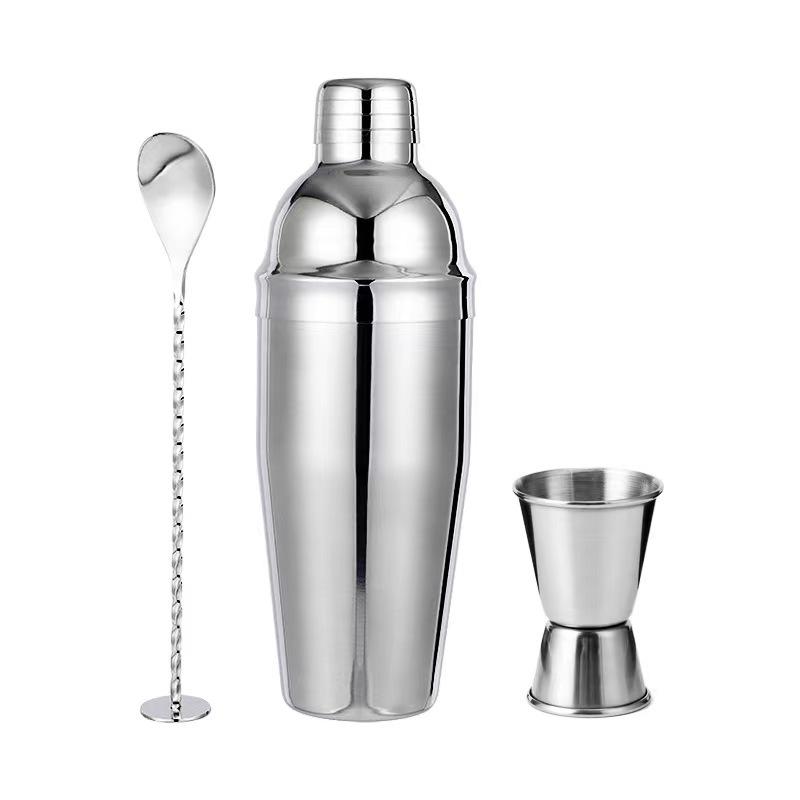 Stainless Steel Three-Piece Cocktail Shaker Set 350ml Color Box (20.5cm Spoon)