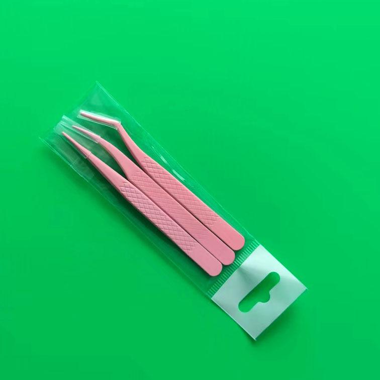 Mini Pink Gold Feather Eyelash Extension Tweezers for Technicians