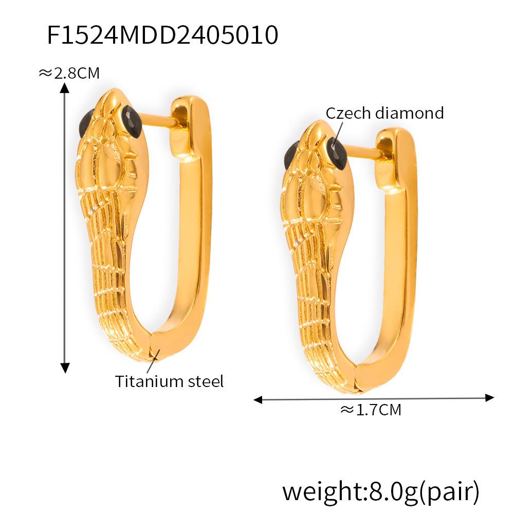 Niche Design Snake Earrings Fashion Personality Titanium Steel Gold-Plated Diamond Earrings Same Earrings