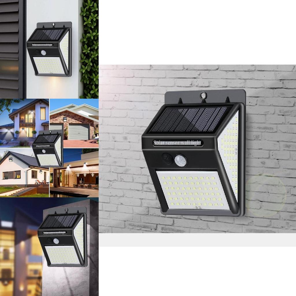 Solar Power Wall Lamp With 140led And Manual Switch For Outdoor Yard Garden Lighting