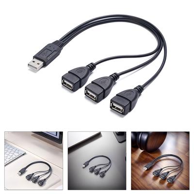 USB 1 auf 3 Splitterkabel Stecker auf Dreifach Buchse Adapter für PC Laptop Auto USB-Stick und weitere Geräte