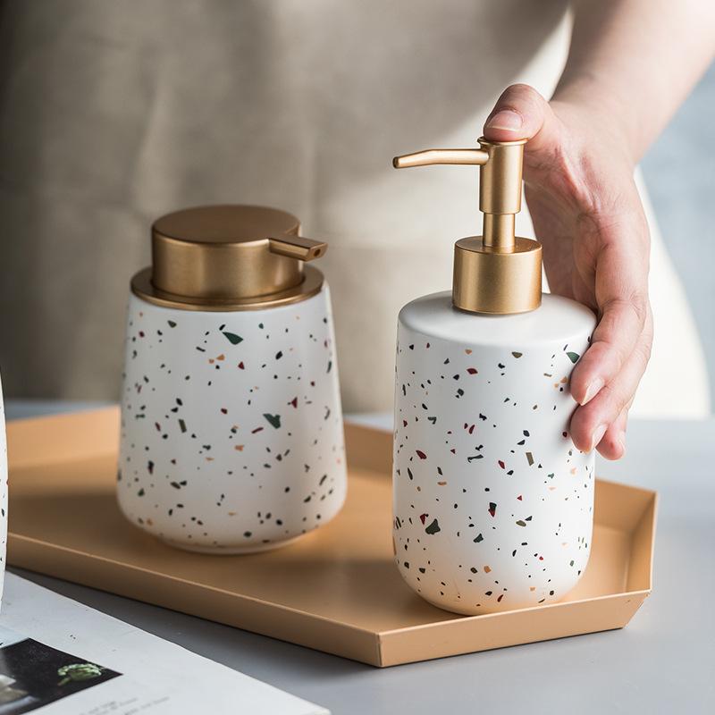 Nordic Ceramic Bathroom Hand Soap Bottle Reusable Lotion Refill Bottle Shampoo Dispenser Soap Bottle Bathroom Accessories