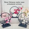Elegant Chinese-Inspired Artificial Plum Blossom Bonsai Set With Screen Base - Perfect For Home & Office Decor Outdoor Gadgets