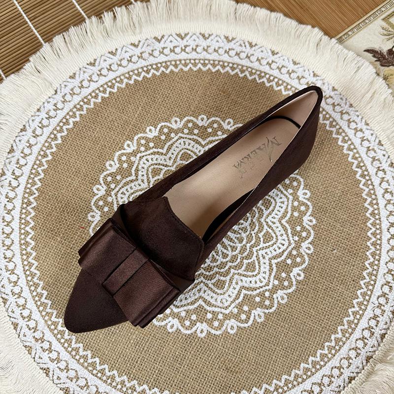 Fashion Flat Shoes for Women Spring and Autumn Retro Butterfly Bow Large Size Women's Shoes 42 43 44 Loafers Women  Ladies Shoes