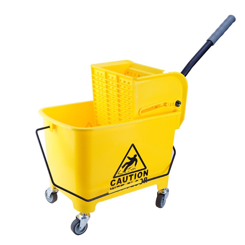 Plastic Mop Bucket Thickened 20L Capacity Squeeze Bucket with Wheel Sturdy Construction Water Truck Washing Tool