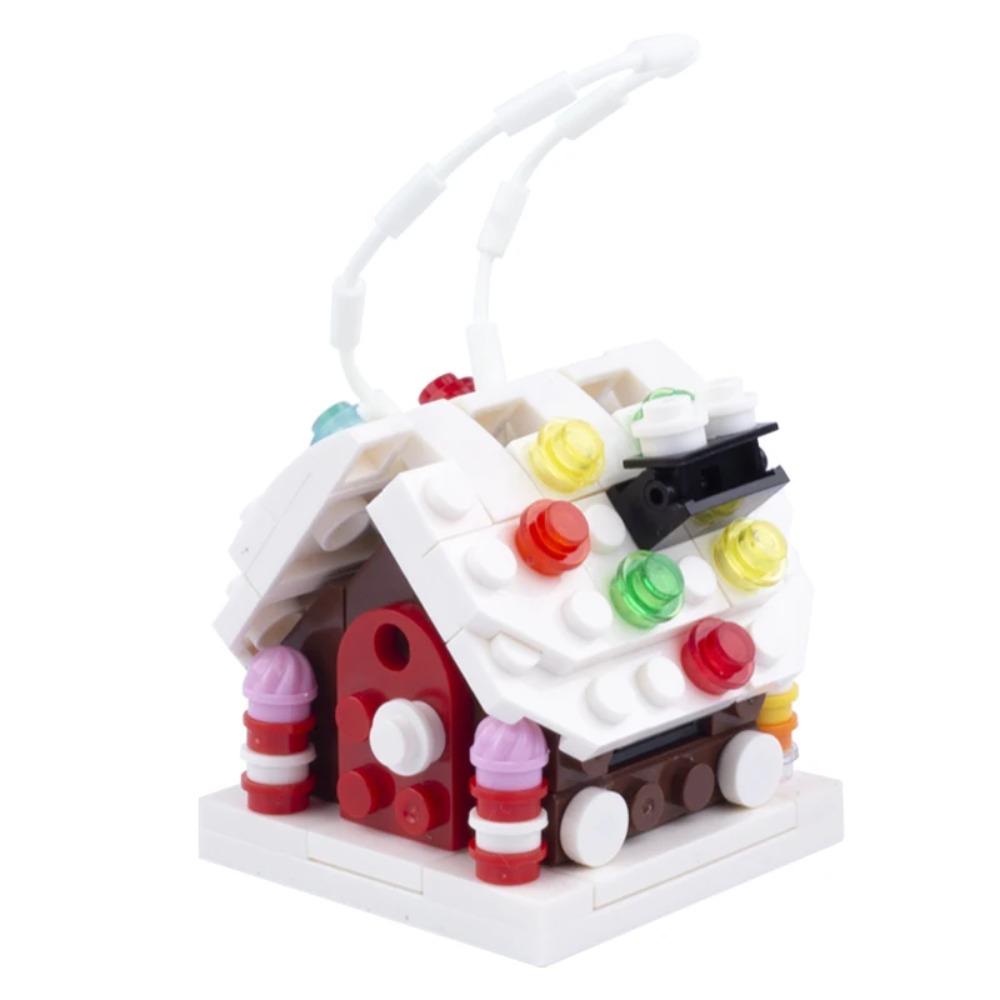 Winter City View Merry Christmas Decoration Flower Wreath Building Blocks House Home Santa Claus Figures Snow Window Bricks Toys