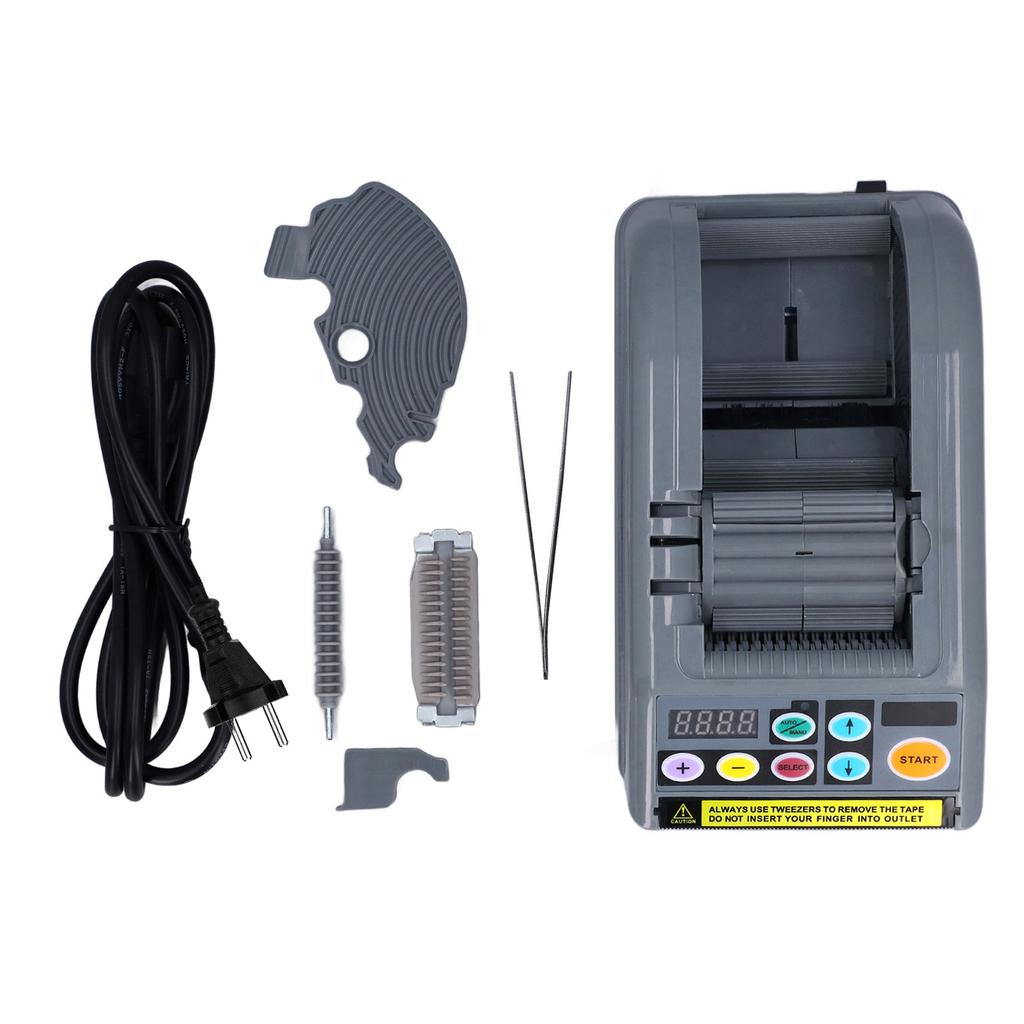 Distribuitor Automat de Bandă Tăietor Mașină Electrică de Tăiat Panglică Lățime 6‑60mm Lungime 999mm pentru Expediere Ambalare Cadouri Gri