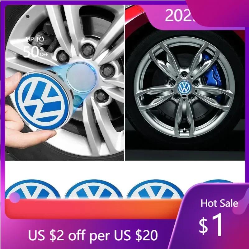 Nové Horké 2025 Nové 4KS Modré Samolepky na Středy Kol Auta Obtisky na Středové Krytky Kol Styling Auta Pro Volkswagen B5 B6 B7 T4 T5 Golf 4 5 6 7 Polo