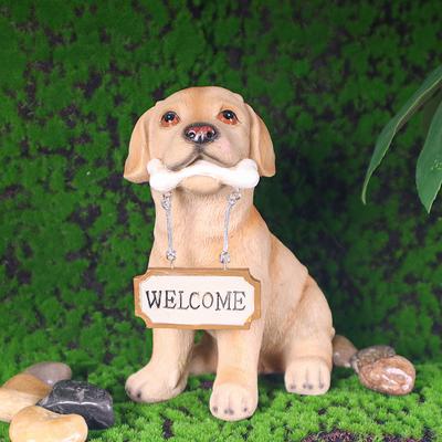 Hund mit Willkommensschild Statue für Außenbereich Garten Hof Eingang Rasen Dekoration