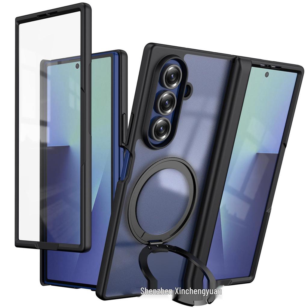 Samsung Z Fold7 Magnetic Shockproof Case with 360° Swivel Stand and Hinge Protection