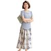 Elegant Summer 2026 Midi Skirt and Short-Sleeved T-Shirt Set for Middle-Aged and Elderly Women