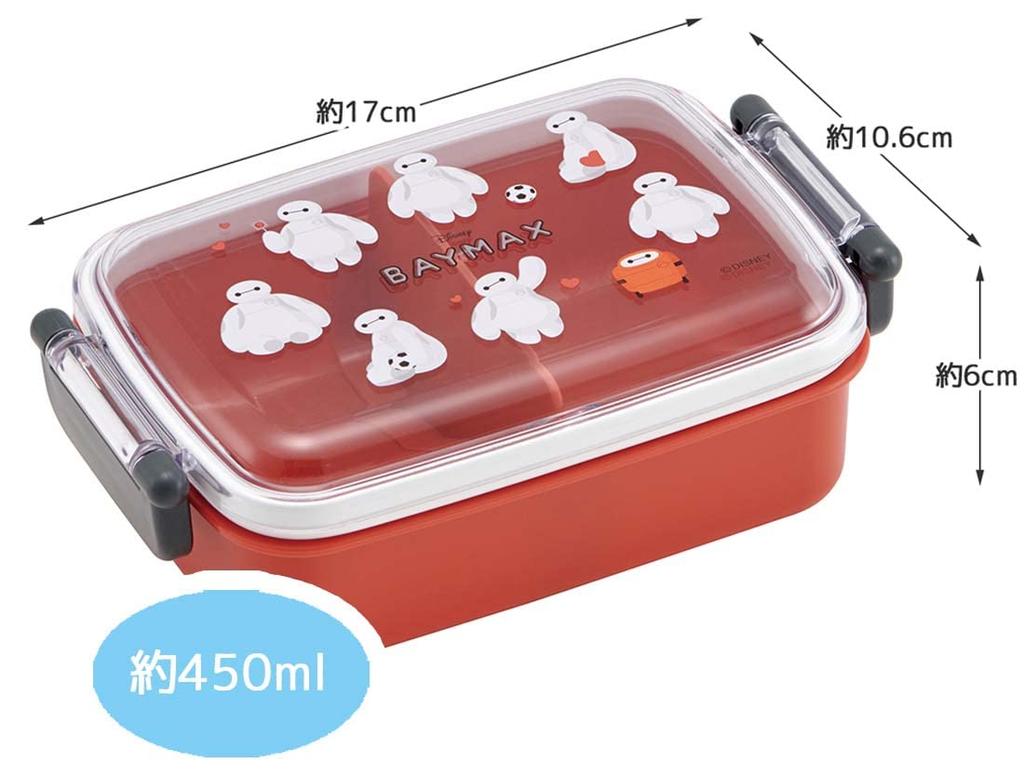 Skater Children's Lunch Box, 450ml, Antibacterial, Disney Baymax Design, Made in Japan (RBF3ANAG-A)