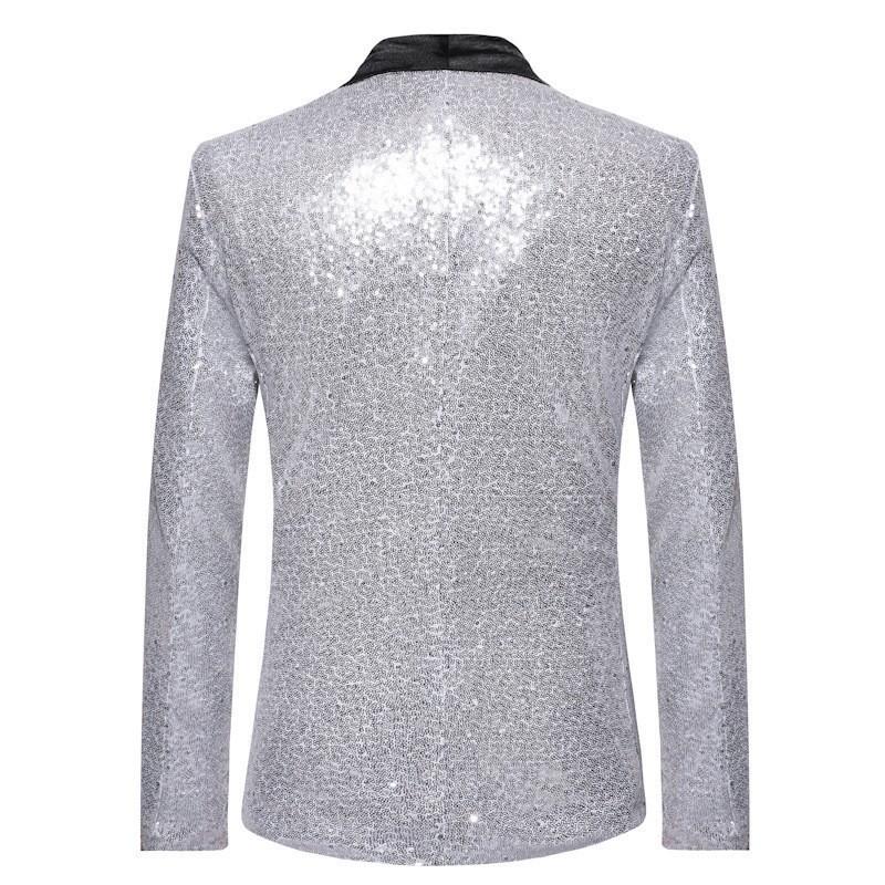 Heren paars pailletten smokingpak zwart satijnen revers 2-delig formeel feest blazer en broek set