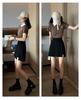 Black High-Waist A-Line Skirt for Women - Autumn 2023, Large Size, with Slit