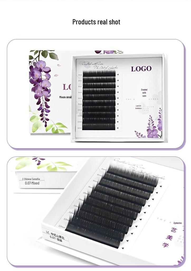 Chinese Camellia Soft Manga Lash Extensions - No Clumping, Fox Style, Super Long, Perfect for Beauty Salons