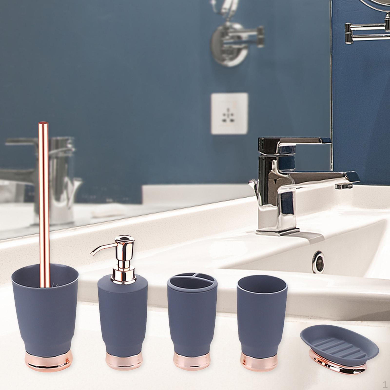 

5 Piece Modern Bathroom Accessories Set Nordic Style Toothbrush Holder Soap Box Storage Bottle сірий колір