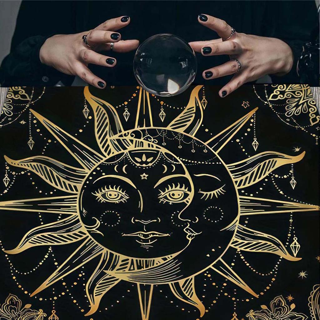 Divinations Tischdecke Monde und Sonne Astrologie Tarots Karten Tischdecke Altäre Tuch Divinations Brettspiel Zubehör