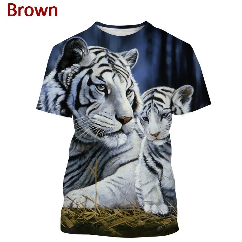 

Летний топ с круглым вырезом и 3D-принтом с тигровым узором, модные повседневные мужские футболки с коротким рукавом 5XL