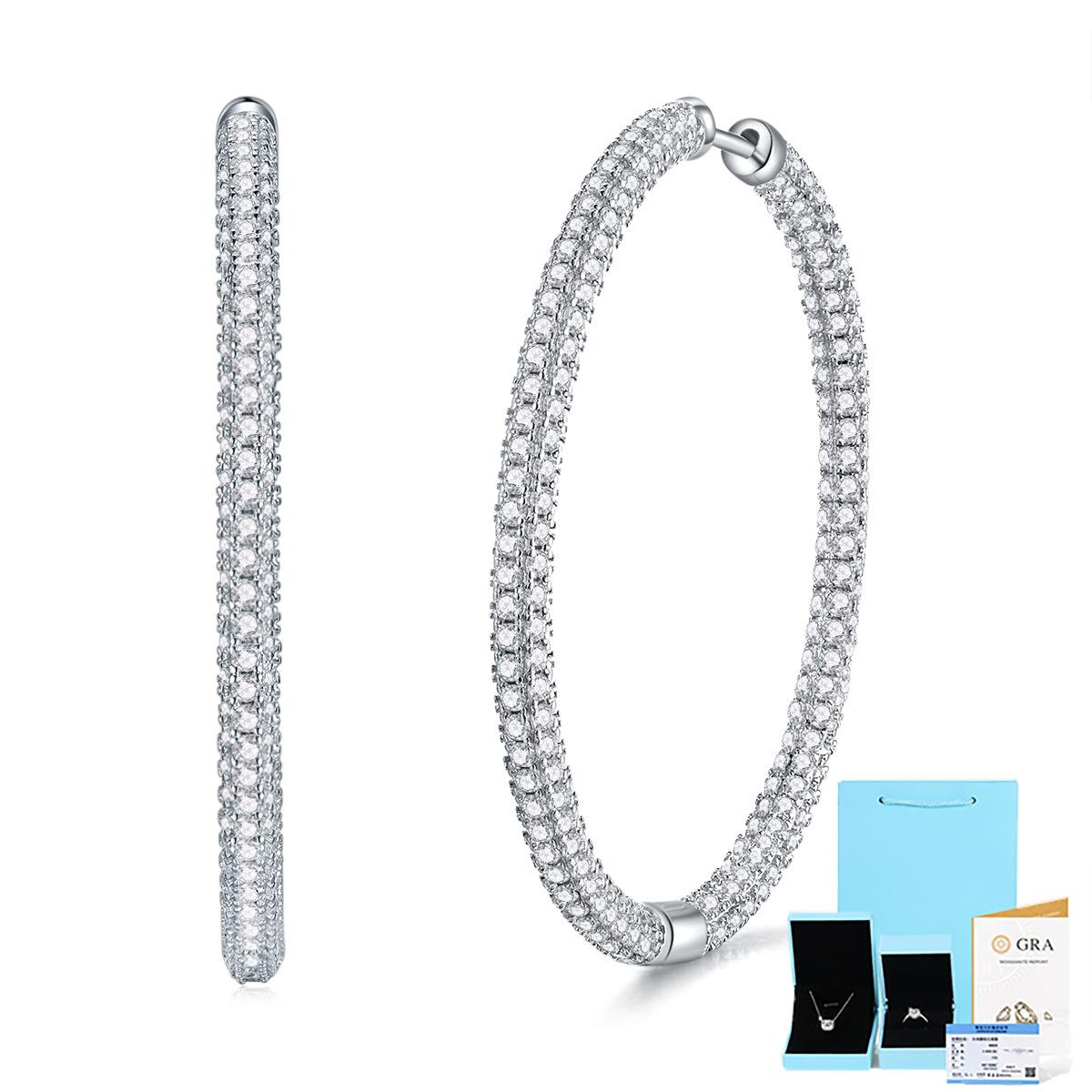 

Срібло S925 13369 Сережки Сережки з муасанітами Прикраси для вух