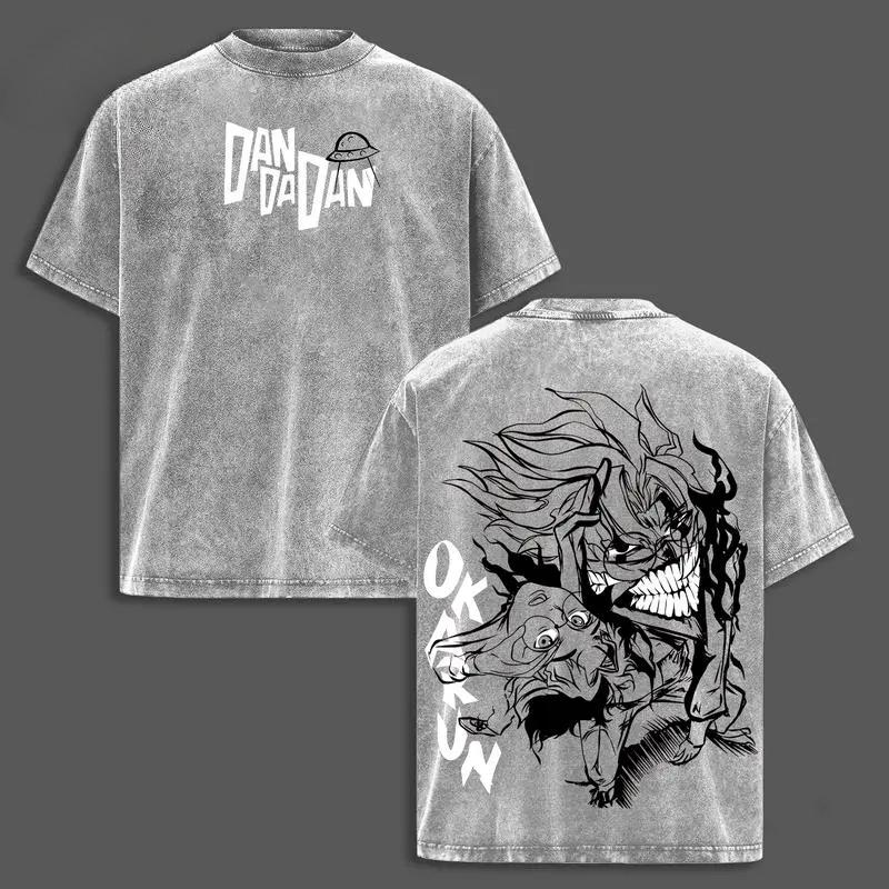 Мужская футболка Dandadan Okarun Ken Takakura Принт Одежда Футболка Стирка Оверсайз Футболка Харадзюку Хлопок Короткий Рукав Топы XXL серый